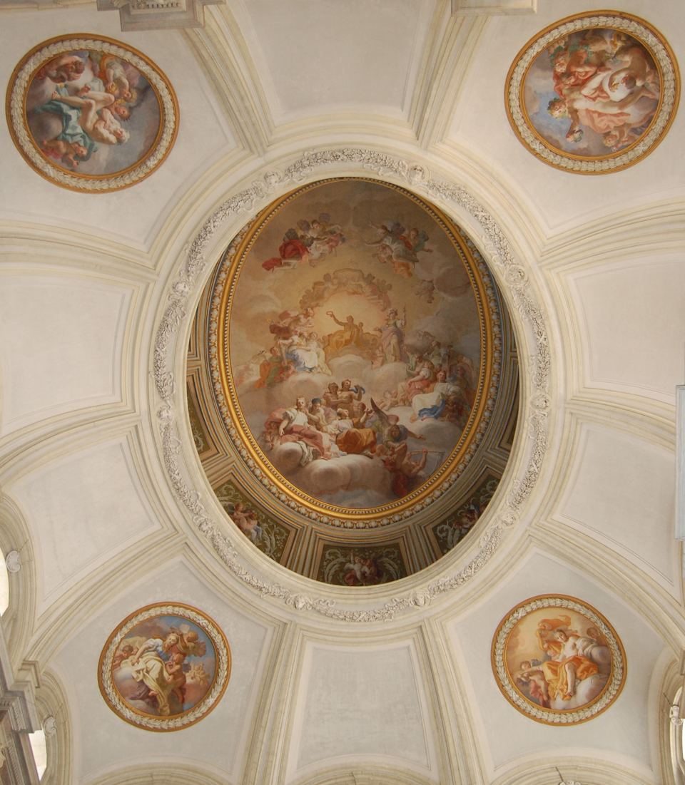 The dome frescos above the grand staircase